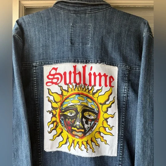 Sublime Brand Licensed Denim Jacket w/ Logo Patch and Large Sun Patch (Men’s XL) - Picture 10 of 10